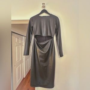 Black faux leather cutout dress size M
